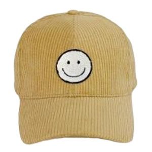 Camel Corduroy W/ Off White Terry Cloth Smiley Baseball Cap Hat NWT - (#0422)